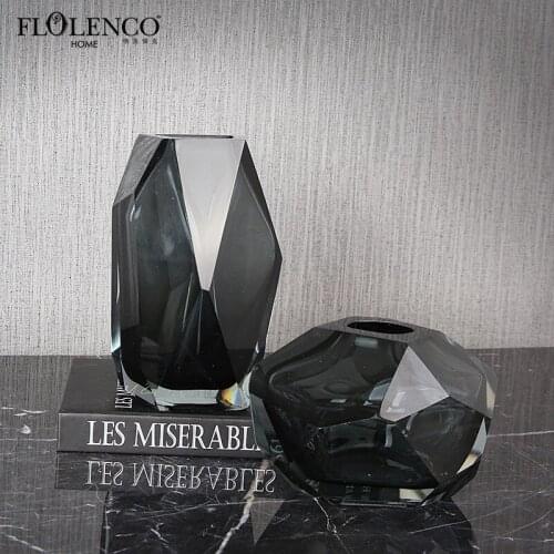 Modern simple handmade glass vase green fashion Nordic living room hotel model room home accessories