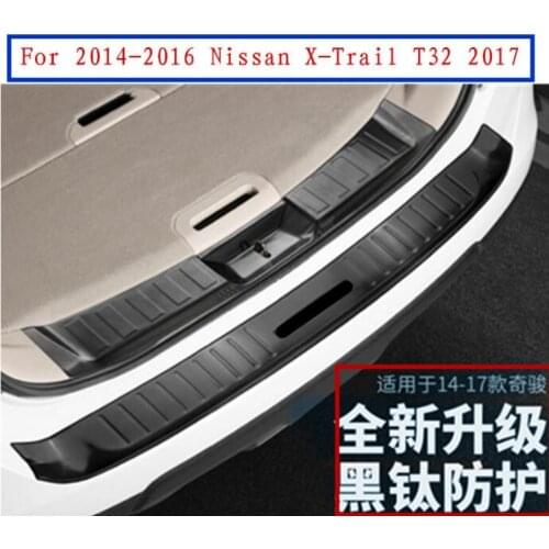 For 2014-2017 Nissan X-Trail T32 Rogue Steel Rear Bumper Protector Sill Trunk Guard Cover Trim Car Styling Accessories