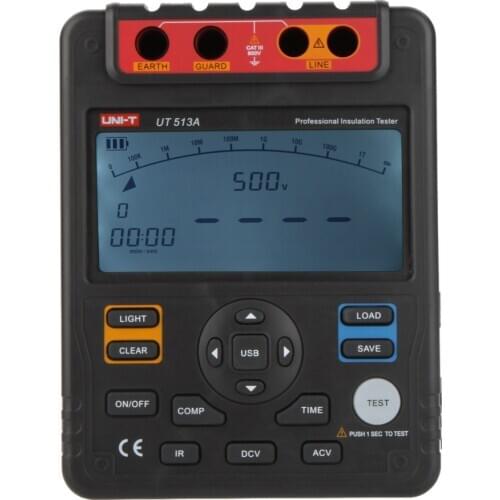 UNI-T UT513A Digital Insulation Resistance Tester Megohmmeter Voltmeter 5000V 1000M ohm w/ USB Interface Earth Ground Meter