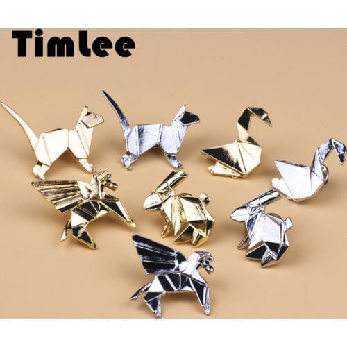 Timlee X014 Free shipping Solid Geometry Metal Cat Rabbit Horse Bird Brooch Pins,Fashion Jewelry Wholesale