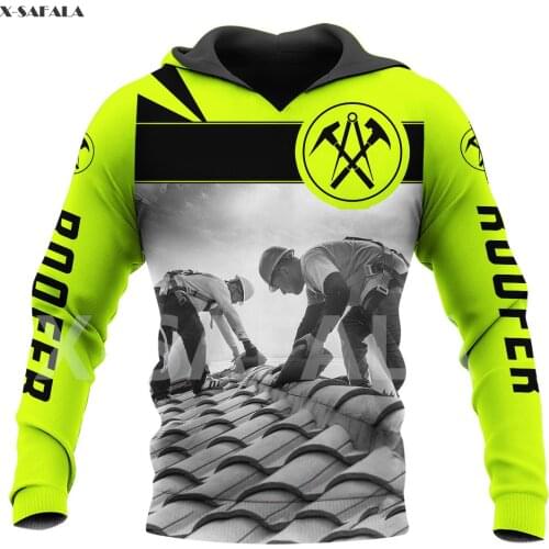 Roofer Team Work Job Skull Tattoo Name Flag 3D All Printed Hoodie Man Women Harajuku Outwear Zipper Pullover Sweatshirt Casual