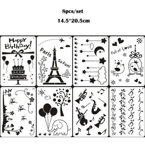 Stencils Bullet Journal DIY Album Material Painting Template Couple Growth Manual Childrens Decorative Template Handmade Tool