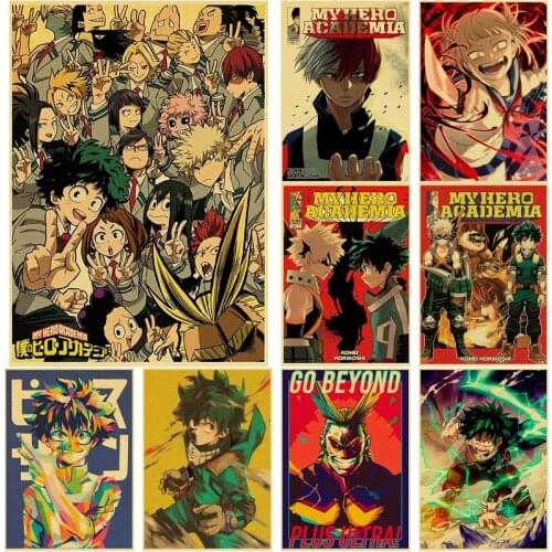 Anime My Hero Academia Vintage Posters Boku No Hero Academia Kraft Paper Sticker DIY Home Bar Cafe Decor Gift Wall Paintings