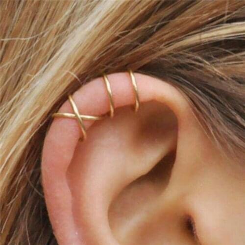 Vnox 5Pcs/Set Ear Cuff Gold Tone Leaves Non-Piercing Ear Clips for Women Jewelry,Fake Cartilage Earrings Accessories