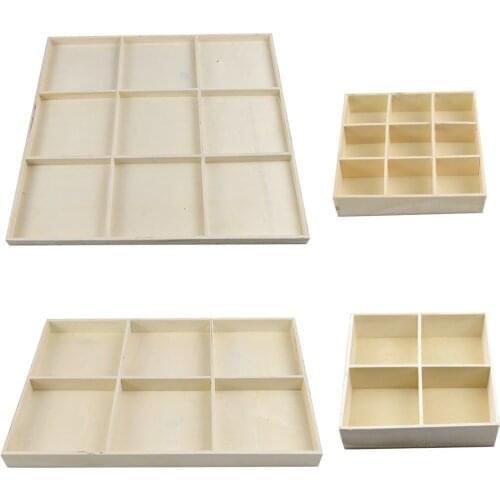 Rustic Wooden Divided Boxes, Unfinished Desktop Storage Box Organizer Wood Display Tray for Crafts, Jewelry, Ornaments