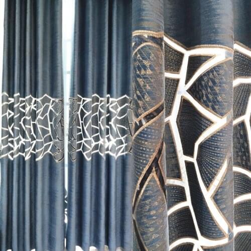 Blue Crack Geometric Design Curtains Blackout For Living Room Coffee Sheer Bedroom Curtain Luxurious Window Blinds Drape