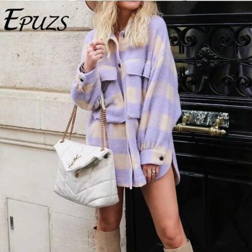 20201 Spring Women Oversize Jacket Coat Fashion Slim Long Sleeve Pocket Purple Jacket Coat Famale Outerwear Chic Top EPUZS