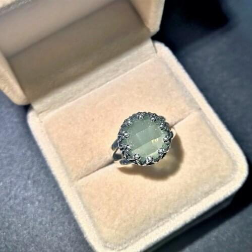 Vintage Ancient Silver Color Light Green Crystal Zircon Alloy Female Ring for Women Party Jewelry Accessorie Size 6-11