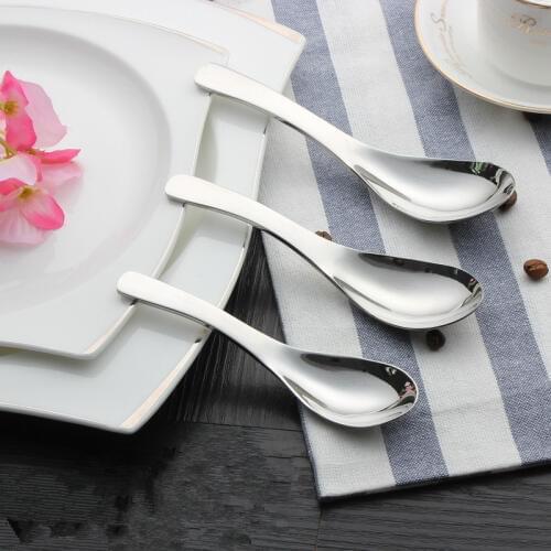 1pc New Utensils Round Spoon Creative Kitchen Scoop Stainless Steel Spoon Soup Spoon