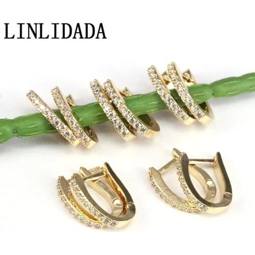10Pairs, Fashion Gold Color High Quality Hoop Earrings,White CZ Pave Jewelry Trendy Accessories for Women DIY Jewelry