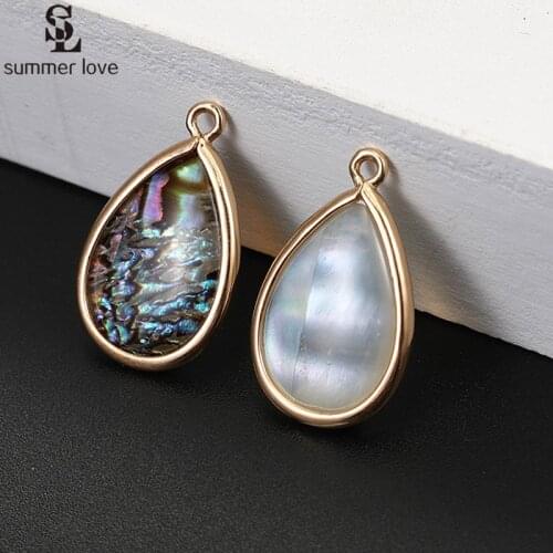 10PCS Small Golden Water Drop Charms Teardrop Conch Shell Pendants for Necklace Earring Jewelry Making DIY Craft Accessories