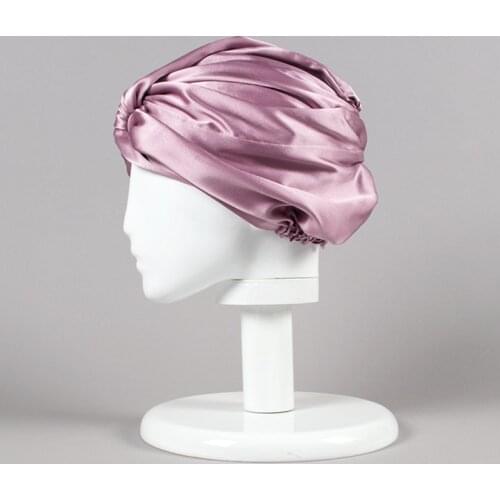 100% Mulberry Silk sleeping cap night headwrap headwear for sleeping cap two layers big volume hair care accessories lady gift