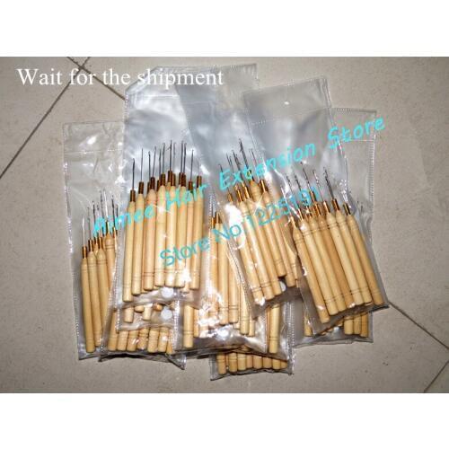 12pcs/Lot ,Wooden Handle Pulling Hook Needle Hair Extensions,Hair Extension Tools