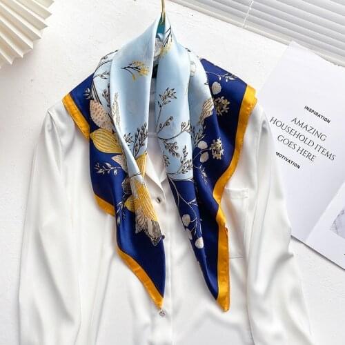 2021 New Fashion Silk Square Scarf For Women 70*70cm Neck Hair Tie Band Bag Warp Soft Neckerchief Hijab Headscarf Female Foulard