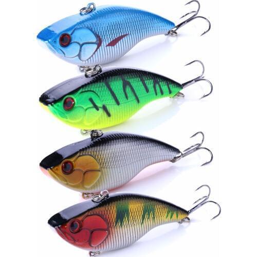 4PCS Hard Bait VIB Fishing Lure 7.5cm 18g Vibration Vibe Rattle Hooks Vivid Artificial Bass Bait 3D Eyes Fishing Tackle