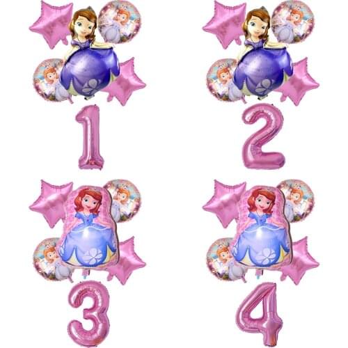 6pcs Sofia Princess Foil Helium Balloons 32inch Number Birthday Party Decoration Baby Shower Supplies Kids Toys Girls Gifts