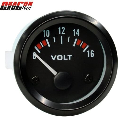 Dragon Universal 52 mm (2 Inch) Car Motorcycle Voltmeter 8-16 Volt Gauge Meter White Backlight With Pods Free Shipping