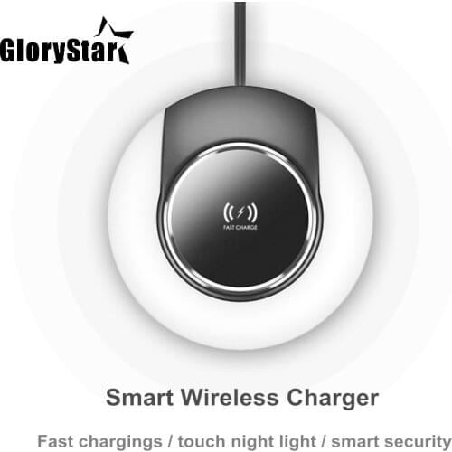 Glory Star LED Light Qi Wireless Charger For iPhone 8 11 10W Fast Desktop Wireless Charging For iPhone plus Wireless Charge Pad