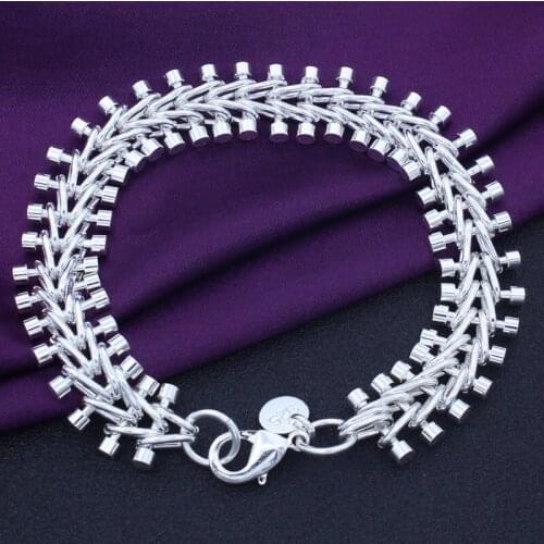 Hot noble 925 sterling Silver fine Fish bone Bracelets for Women mens Fashion charms Wedding Party Jewelry Christmas Gifts