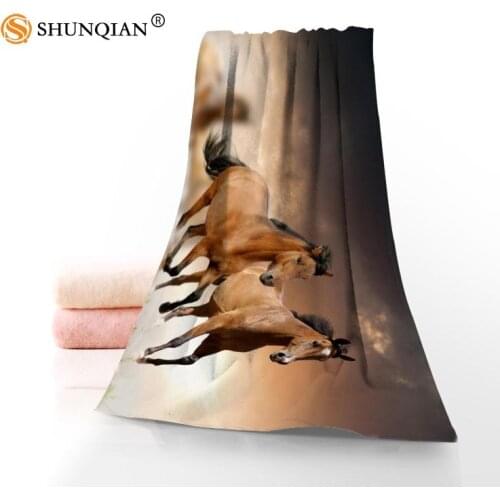 Hot Custom Horse Animals Towel Printed Cotton Face/Bath Towels Microfiber Fabric For Kids Men Women Shower Towels A7.24-1