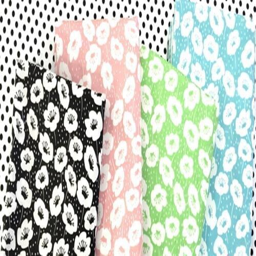Pretty 4 Colors 50x40cm Morning Glory Flower Printed 100% Cotton Fabric For DIY Sewing