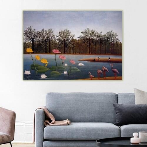 Citon Henri Rousseau《The Flamingoes》Canvas Art Oil Painting Artwork Poster Picture Wall Background Decor Home Decoration