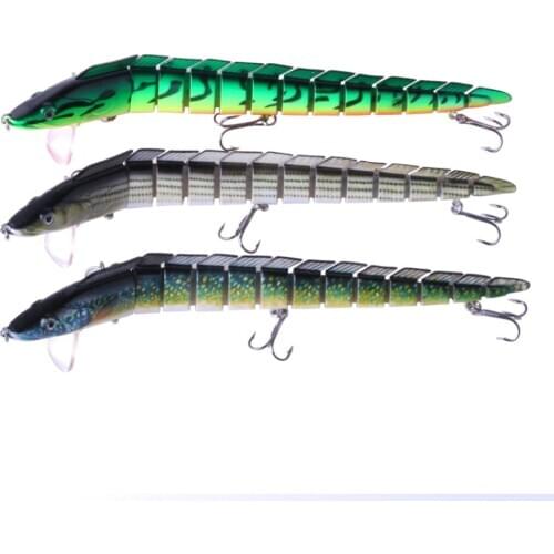 3 Pieces Saltwater Fishing Bait 9.05"/ 1.62OZ Ribbon Sea Fishing Multi-Jointed Lure with 3 Treble Hooks Big Game Fishing