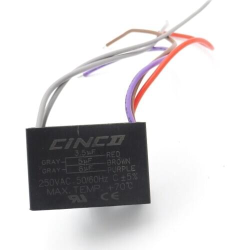 CBB61 3.5uF+5uF+6uF 250V 5 wires Motor Run Capacitor electrical fan 3/4/5 Speed electric fanners Electronic Regulator Cable