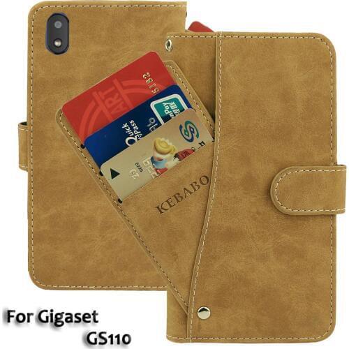Leather Wallet Gigaset GS110 6.1" Case Flip Retro Luxury Front Card Slots Cases Cover Business Magnetic Phone Bags
