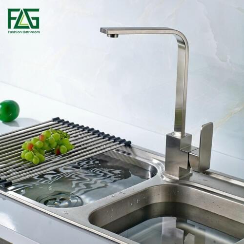 FLG Kitchen Faucet 304 Stainless Steel Kitchen Plate Rotatable Tap Kitchen Cold And Hot Deck Mounted Torneira De Parede 503-33N