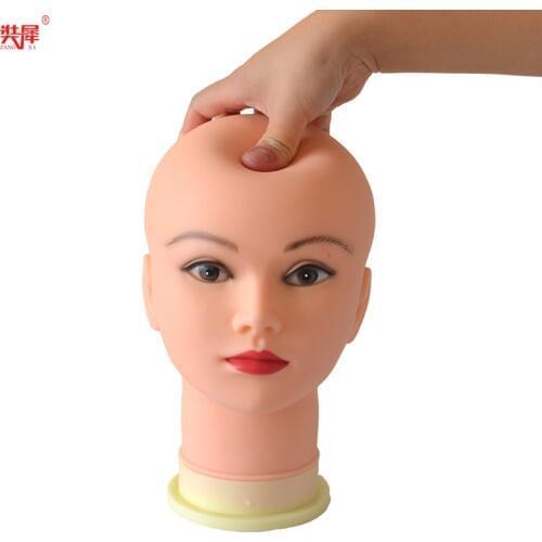 Very Soft Bald Head Wig Stand For Hat Glass Wig Display Wig Making Hairstyle Training Massage Mannequin Head Wig Head Stand
