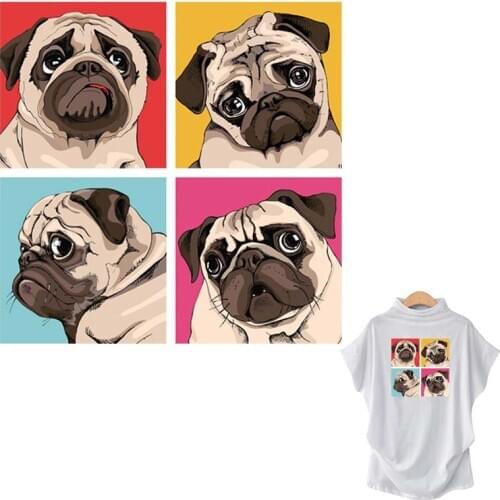 Cute Dog Expression Stickers Heat Transfer Washable Clothes Decoration Print On T-Shirt Diy Accessory Thermal Sticker Patch