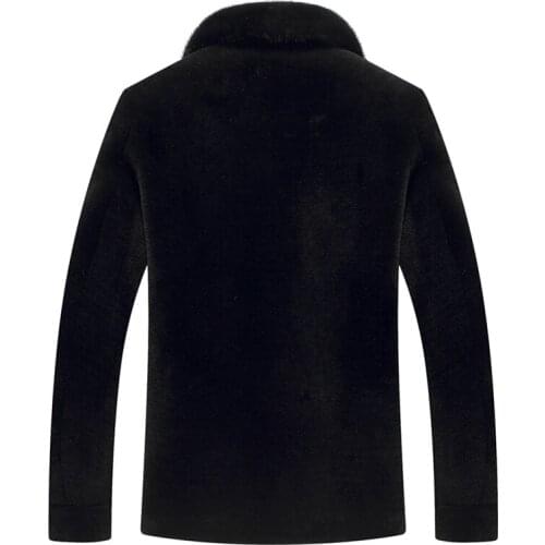 Winter Jacket Sheep Shearing Coat Luxury Natural Wool Coats Men Real Mink Fur Collar Jackets 8833 MY731