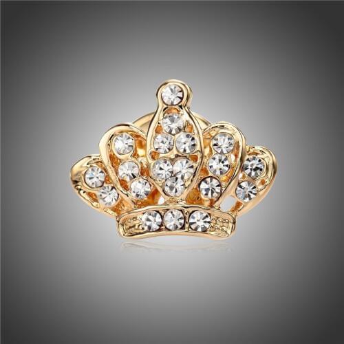 QCOOLJLY Trendy Jewelry Gold Color Crown Shape Unisexs Pin Brooch for Gift Christmas Women Men Clothes Sweater Accessories
