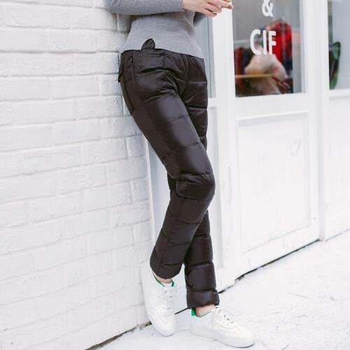 New Down pants Winter Men Women Thick warm White duck down sports trousers Outdoor windproof waterproof camping Hiking pants 5XL