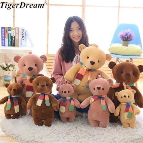 Soft PP Cotton Stuffed Bear With Scarf Toy Cute Toys Creative Bears Plush Doll High Quailty GirlFriend Gifts 3 Colors