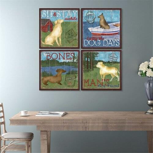 Vitnage Poster Dog Wall Art Retro Landscpe Wall Decor Canvas Pictures for Living Room Cuadros Decoracion Salon Drop Shipping