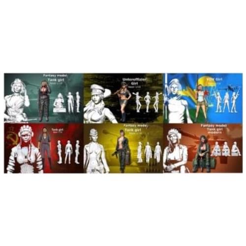 New Unassembled 1/16 120mm modern woman include 6 Resin Kit DIY Toys Unpainted resin model