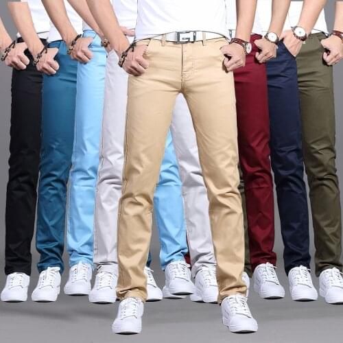 2020 Spring autumn New Casual Pants Men Cotton Slim Fit Chinos Fashion Trousers Male Brand Clothing 9 colors Plus Size 28-38