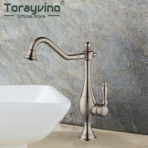 New arrival bathroom basin faucet Brushed Nickel brass deck mounted Rotatable taps spray single handle hot & cold mixer faucets
