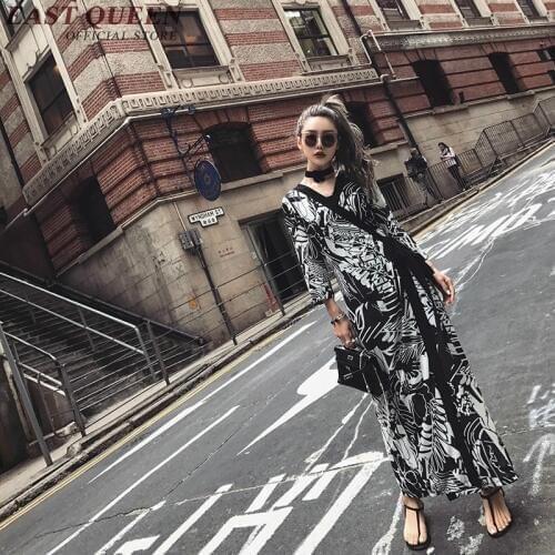 New arrival women dress summer 2018 v-neck ankle length kimono style dress art deco dress casual long vestidos NN0749 YQ