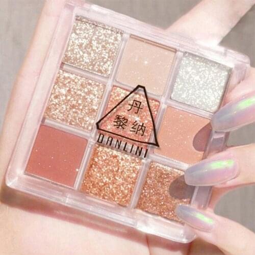 New Transparent Nine-color Acrylic Eyeshadow Palette Pearlescent Matte Earth Color Nine Square Grid Eyeshadow TSLM1