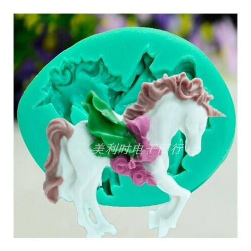 Wholesale Silicone mold K390 Mini rotation Unicorn shape Decoration Clay mold Fondant cake mould