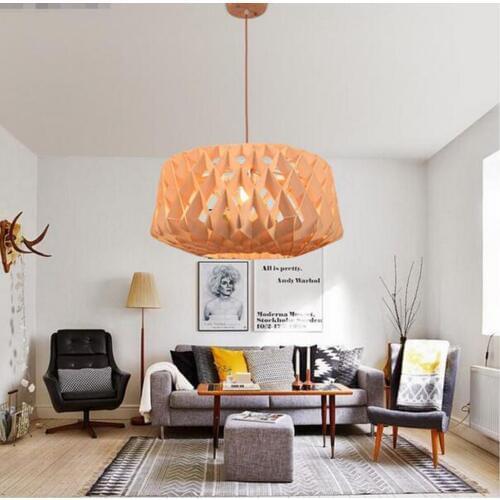 Nordic style wood chips combination bird cage Pendant Lights diamond living room study hall shop ceiling lamp honeycomb hanglamp