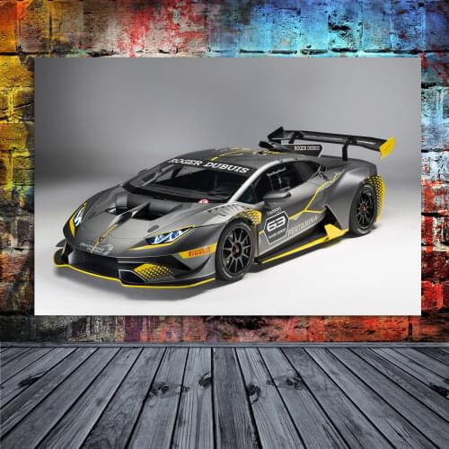 Canvas Painting Race Sport Car Huracan Super Trofeo RVO Posters Modern Wall Art HD Picture Prints for Living Room Decor