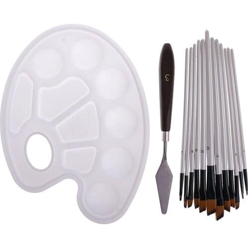 12pcs Professional Nylon Hair Paint Brush with Palette And Color Mixing Tool