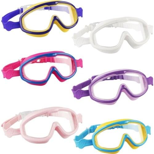 Adjustable Swim Goggles Anti Fog Waterproof Children Teenagers Big Frame Swimming Eyewear Boy Girl Kids Swim Glasses