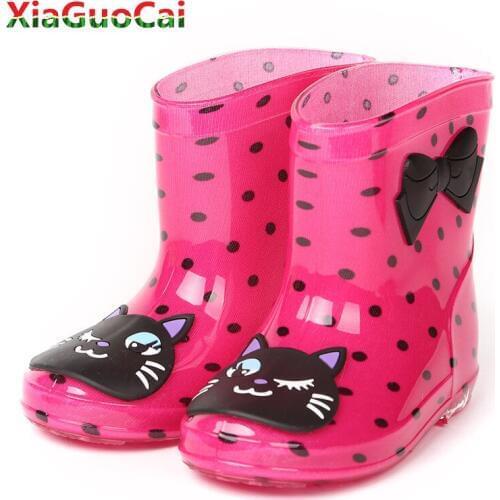 New Arrivals Kids Rain Boots Girls Boys children Non-slip Cartoon Rainboots Snow Add Cotton Waterproof Rubber Soft Shoes A50 10