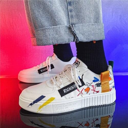 Graffiti Luxury Leather Mens Shoes Casual Outdoor Flats Men Casual Comfortable Soft Men Shoes Glitter Sneakers Zapatos De Hombre