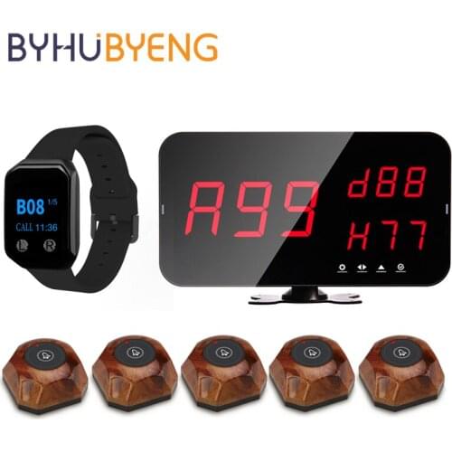 BYHUBYENG Pager System Restaurant Calling Verpleegster Horloge Watch Emergency Push Button Chime Wireless Display
